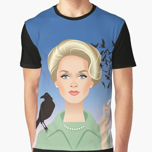 Tippi Hedren "The Birds" Graphic T-Shirt featuring Alejandro Mogoldo Art