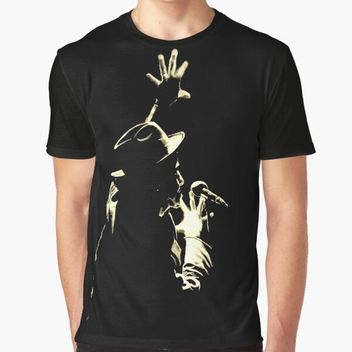 Tom Waits Graphic T-Shirt featuring a microphone design for music lovers