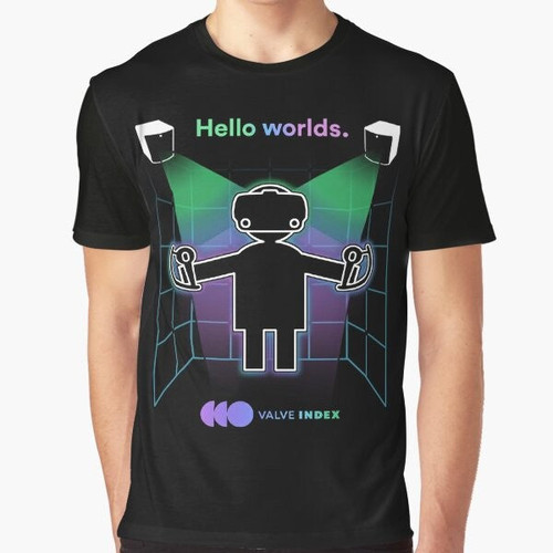 Valve Index Virtual Reality Graphic T-Shirt with Portal and Half Life Inspired Design