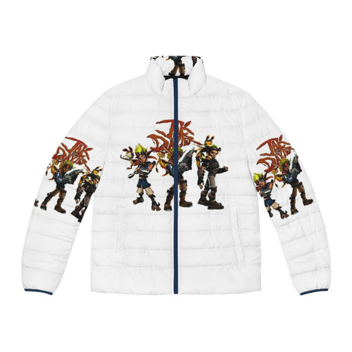 Jak and Daxter inspired puffer jacket with gaming graphics