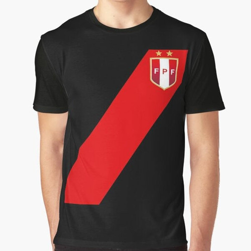 Retro-style graphic t-shirt featuring the Peru national team jersey