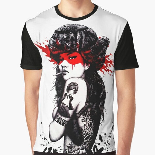 Vaporwave Japanese Graphic T-Shirt with futuristic, cyberpunk, and minimalist design