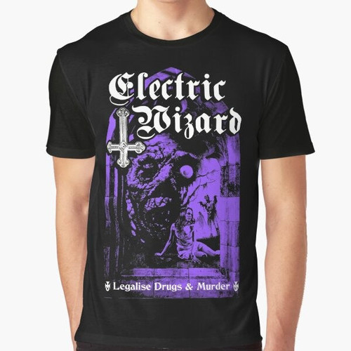 Electric Wizard doom metal band graphic t-shirt with band logo and "Legalise it" text