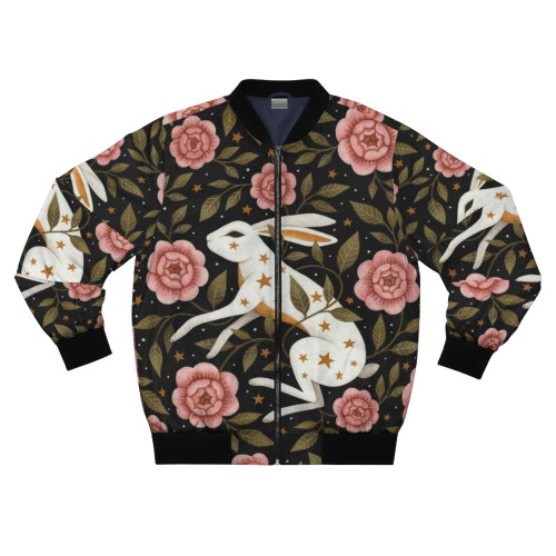 Enchanted floral bomber jacket with starry, magical design