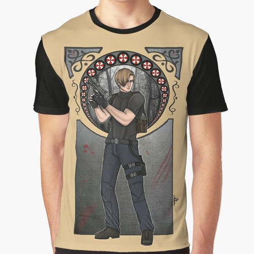 Leon S. Kennedy from Resident Evil 4 video game graphic t-shirt