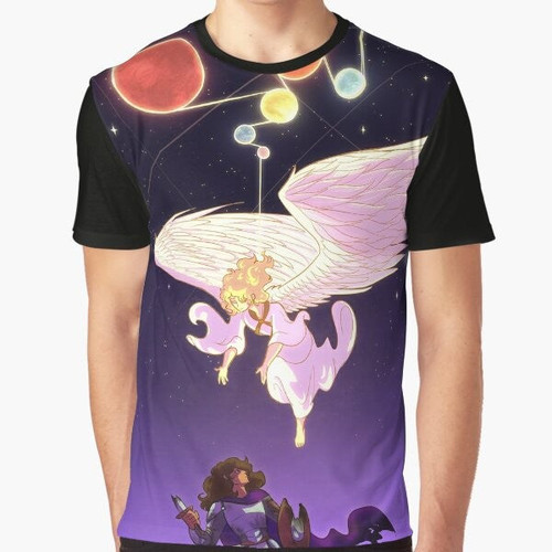 Illustration of "God from the Machine" graphic design on a t-shirt by Overly Sarcastic Productions