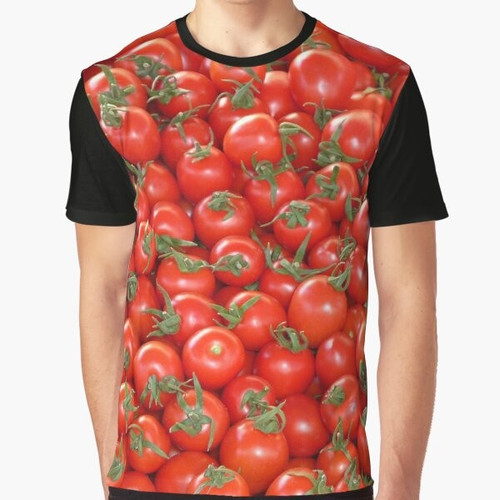 Tomato graphic t-shirt with vibrant, detailed tomato design