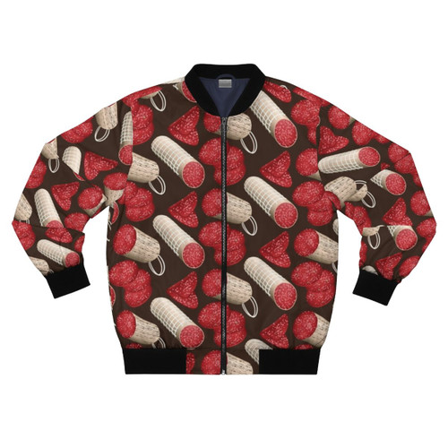 Salami bomber jacket with a delicious food pattern