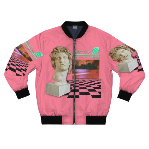 Macintosh Plus Vaporwave Bomber Jacket with Floral Design