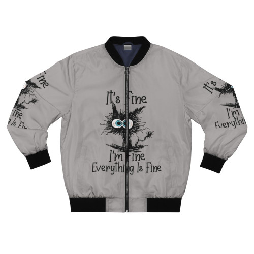 "Fine Funny Cat Bomber Jacket - Unique Themed Jacket for Cat Lovers"