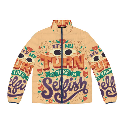 Psychedelic puffer jacket with pop art inspired design