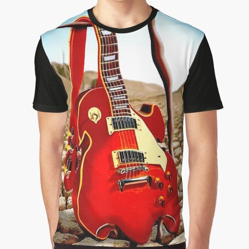 Melted guitar surreal abstract vintage graphic t-shirt design