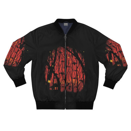 Fireflies Bomber Jacket with Artistic Forest Landscape