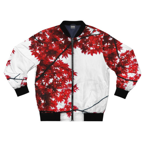 KOYO Autumn Bomber Jacket featuring a vibrant Japanese maple leaf design