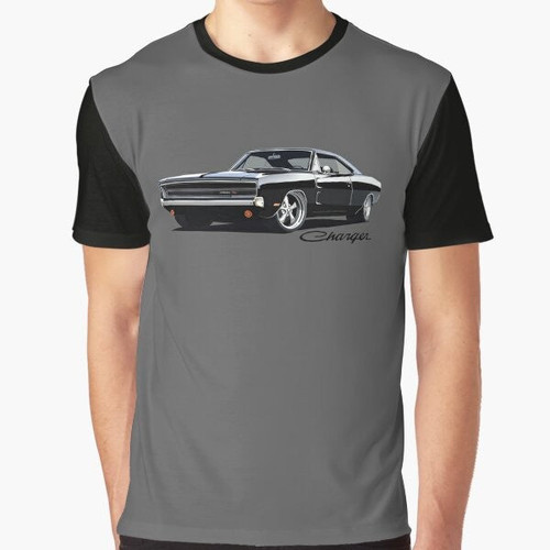 Vintage 70 Dodge Charger muscle car graphic t-shirt design