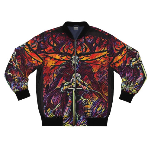 "The Witcher" inspired fantasy bomber jacket with Geralt of Rivia, Yennefer, and Ciri graphics