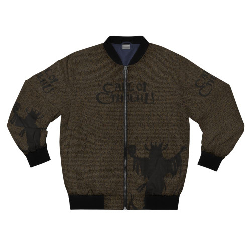 Cthulhu bomber jacket with text and Hastur design