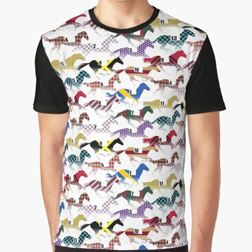 Colorful horse racing jockey silks pattern graphic t-shirt