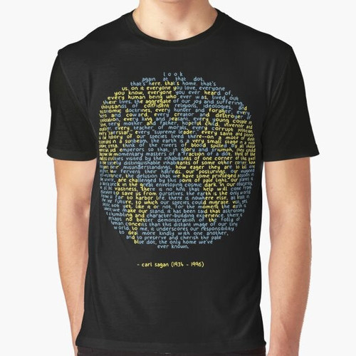 Pale Blue Dot graphic t-shirt featuring the famous quote by Carl Sagan