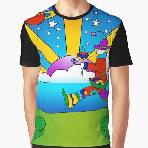 Psychedelic 1960s graphic t-shirt with "It's Not the End, It's Only the Beginning" design in pop art style.