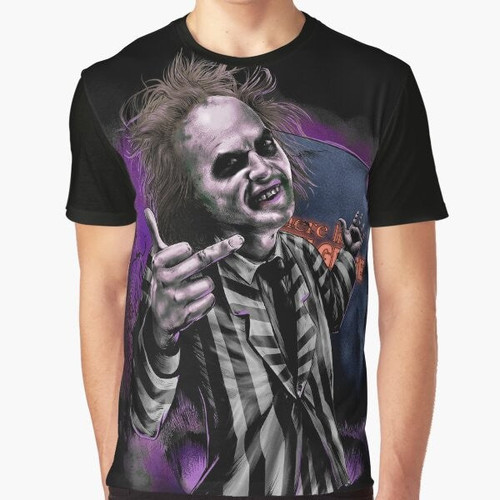 BEETLEJUICE graphic t-shirt with spooky, gothic design