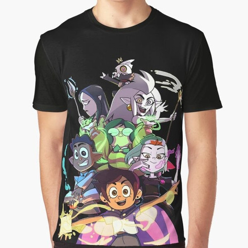 Colourful graphic t-shirt with magical imagery from The Owl House season 2
