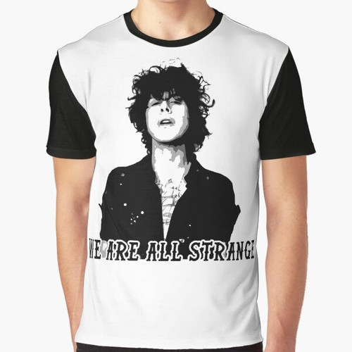 An illustration of the singer-songwriter LP (Laura Pergolizzi) with her distinctive curly hair and the text "We Are All Strange".