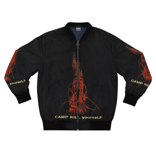 CKY band logo printed on a black bomber jacket with a distressed, vintage aesthetic