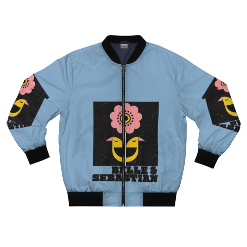 Belle and Sebastian Scottish indie rock and folk rock band whimsical music poster with birds on bomber jacket