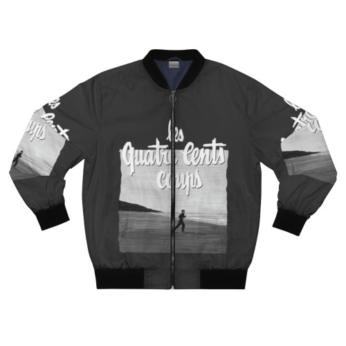Retro bomber jacket featuring a cinematic illustration of Francois Truffaut's "The 400 Blows"