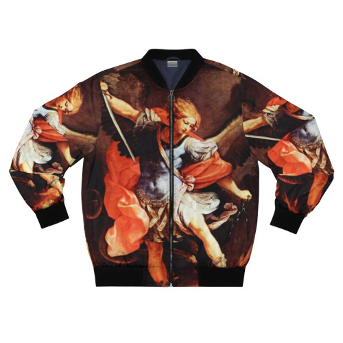 St Michael the Archangel Bomber Jacket featuring the Archangel Michael protecting against evil and demonic forces.