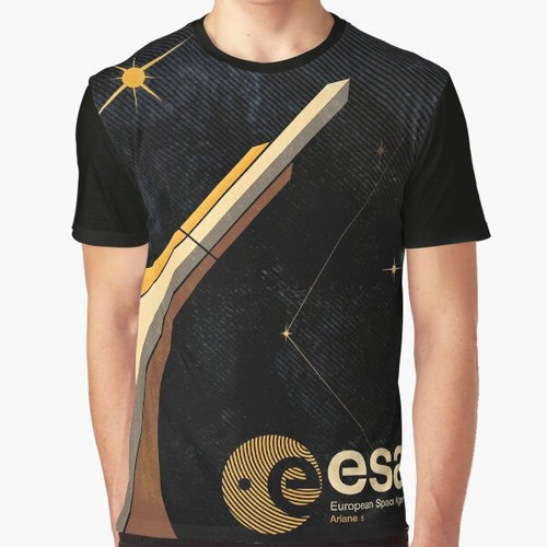 ESA Tribute Graphic T-Shirt featuring a distressed, vintage-style design with the European Space Agency logo and rocket imagery