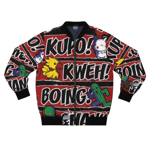 A bomber jacket featuring the iconic Tonberry character from the Final Fantasy video game series.