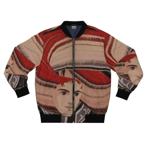 Anime-inspired bomber jacket featuring a meme design from the Legend of the Galactic Heroes series