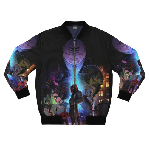 Spider-Man: Into the Spider-Verse Bomber Jacket featuring characters from the Marvel Comics universe