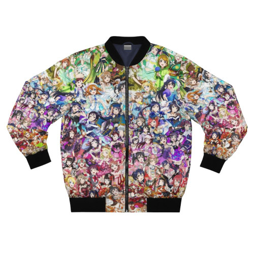 Love Live Rainbow Bomber Jacket featuring anime characters in a colorful gradient design