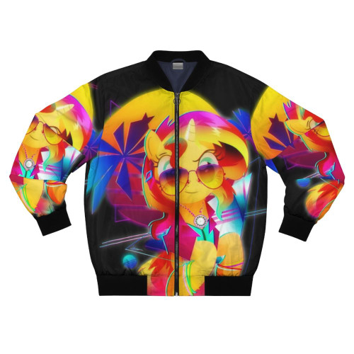 Retro synthwave bomber jacket featuring Sunset Shimmer from My Little Pony: Friendship is Magic