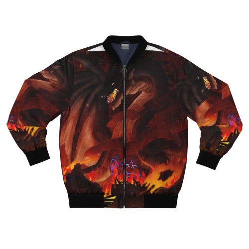 A bomber jacket featuring the Fatalis dragon from the Monster Hunter video game series.
