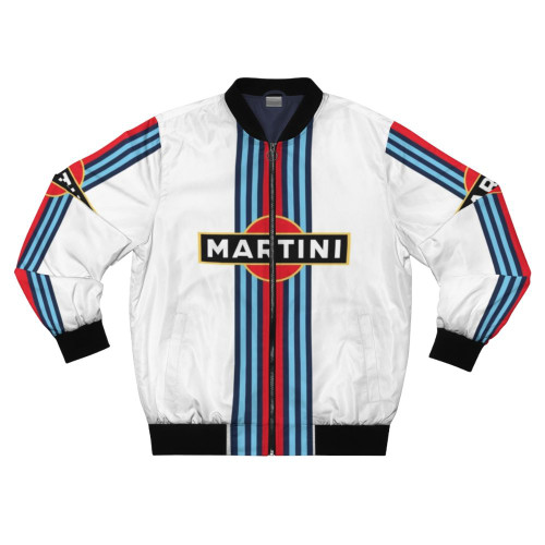 Martini Racing Stripe Bomber Jacket, featuring a retro Formula 1 inspired design