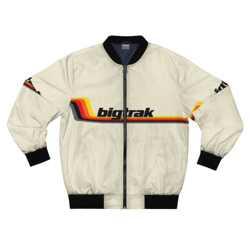 Retro 1980s Bigtrak bomber jacket with vintage Milton Bradley robot tank logo