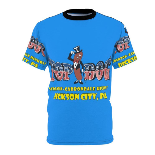 Retro arcade-themed t-shirt featuring the Top Dog logo and Dickson City, PA text