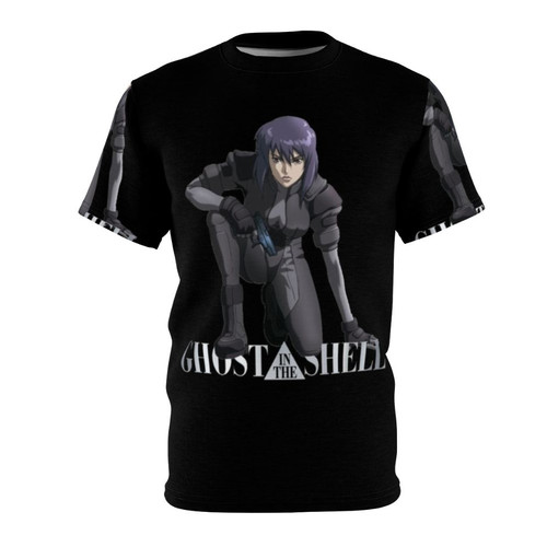 Anime-inspired Ghost in the Shell t-shirt design with cyberpunk elements