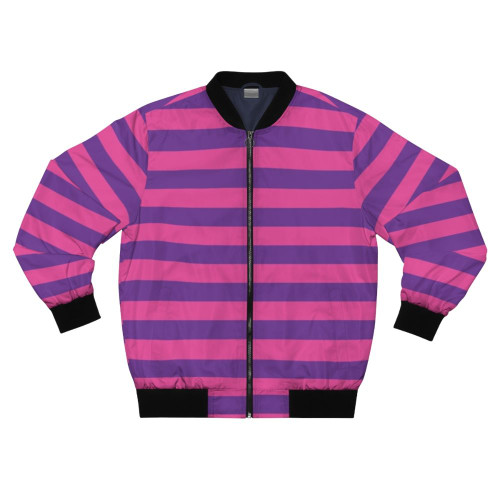 Cheshire Cat Striped Bomber Jacket in Pink and Purple Stripes