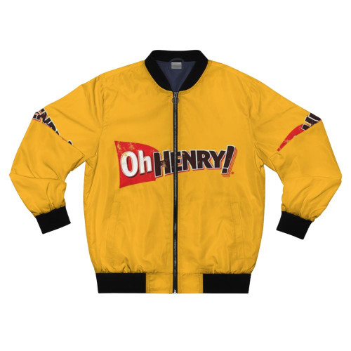 Oh Henry Retro Chocolate Bomber Jacket with Vintage Candy Design