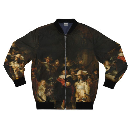 A stylish bomber jacket featuring Rembrandt's famous painting 'The Night Watch'
