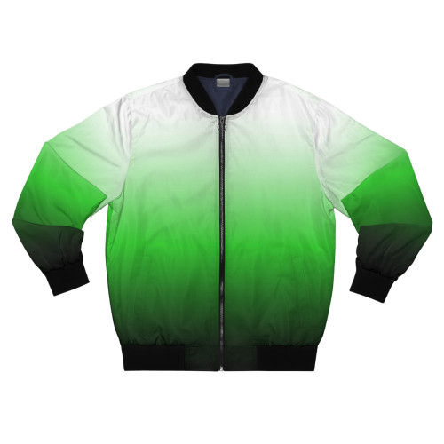 Ombre green to black bomber jacket with shaded gradient pattern