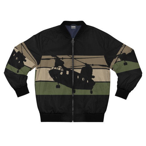 Chinook Military Bomber Jacket with US Army Helicopter Graphic