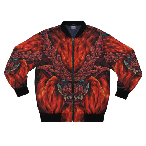 A bomber jacket featuring the Elder Dragon Teostra from the Monster Hunter series.