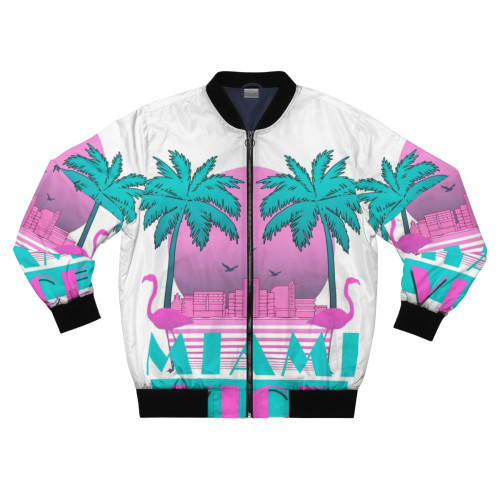 80s Miami Vice Retro Bomber Jacket featuring the iconic TV show design