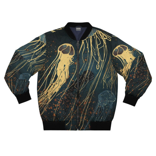 Metallic Jellyfish Bomber Jacket, abstract nature-inspired jacket with a contemporary design